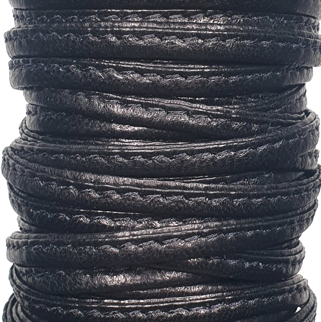 4 MM 5/32" STITCHED TUBE BLACK (10 YARDS)