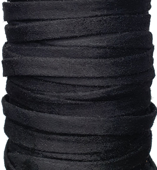 6 MM 1/4" DOUBLE FOLD TAPE SUEDE BLACK (10 YARDS)