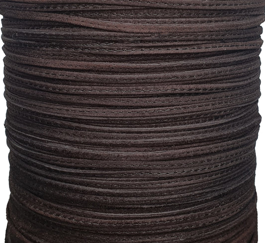 3 MM 1/8" FOLDED STITCHED EXPRESSO PIG SUEDE (10 YARDS)