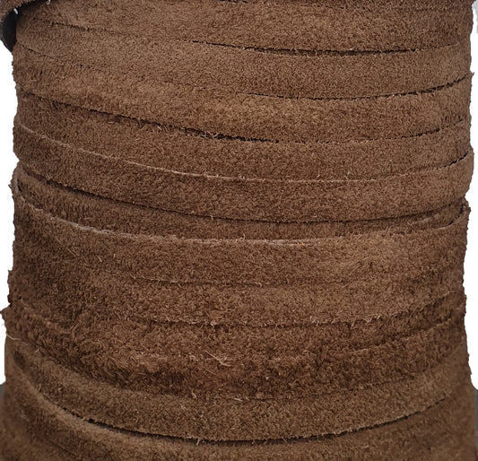 7 MM 5/16" RAW EDGE SUEDE BEVELED BROWN (15 YARDS)